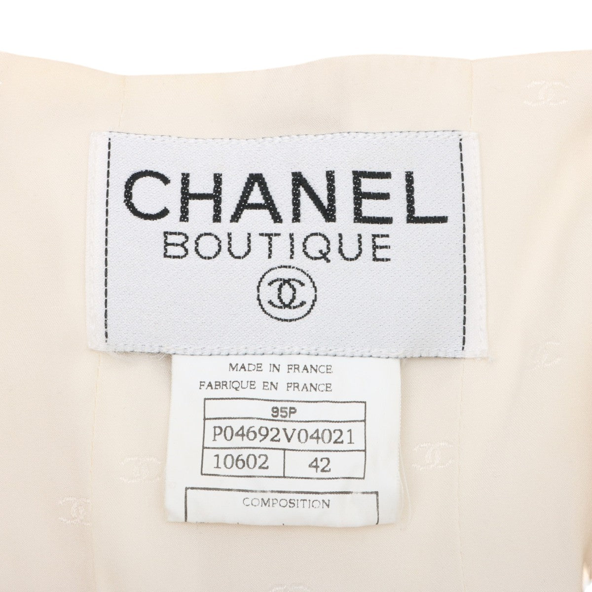 1995 Cropped Collarless CC Mark Button Jacket #42 Ivory