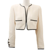 1995 Cropped Collarless CC Mark Button Jacket #42 Ivory