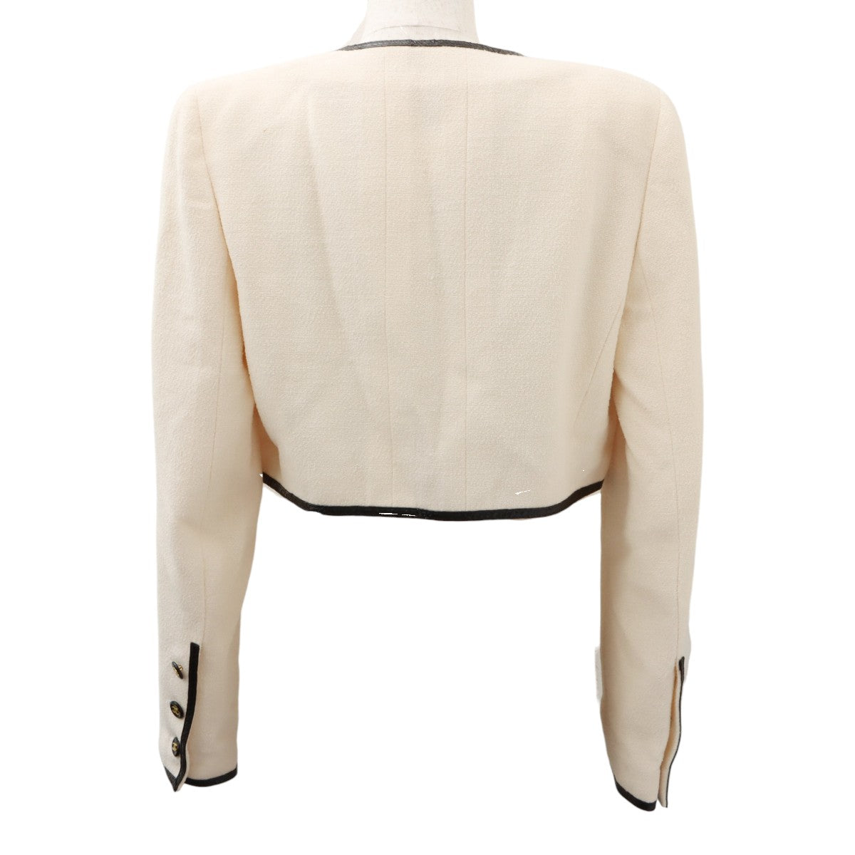 1995 Cropped Collarless CC Mark Button Jacket #42 Ivory