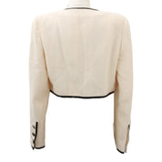 1995 Cropped Collarless CC Mark Button Jacket #42 Ivory
