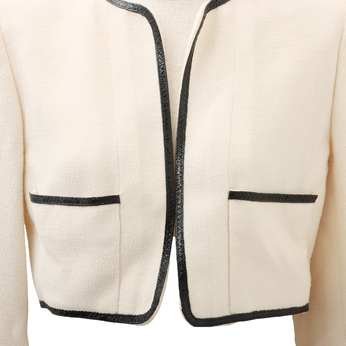 1995 Cropped Collarless CC Mark Button Jacket #42 Ivory