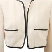 1995 Cropped Collarless CC Mark Button Jacket #42 Ivory