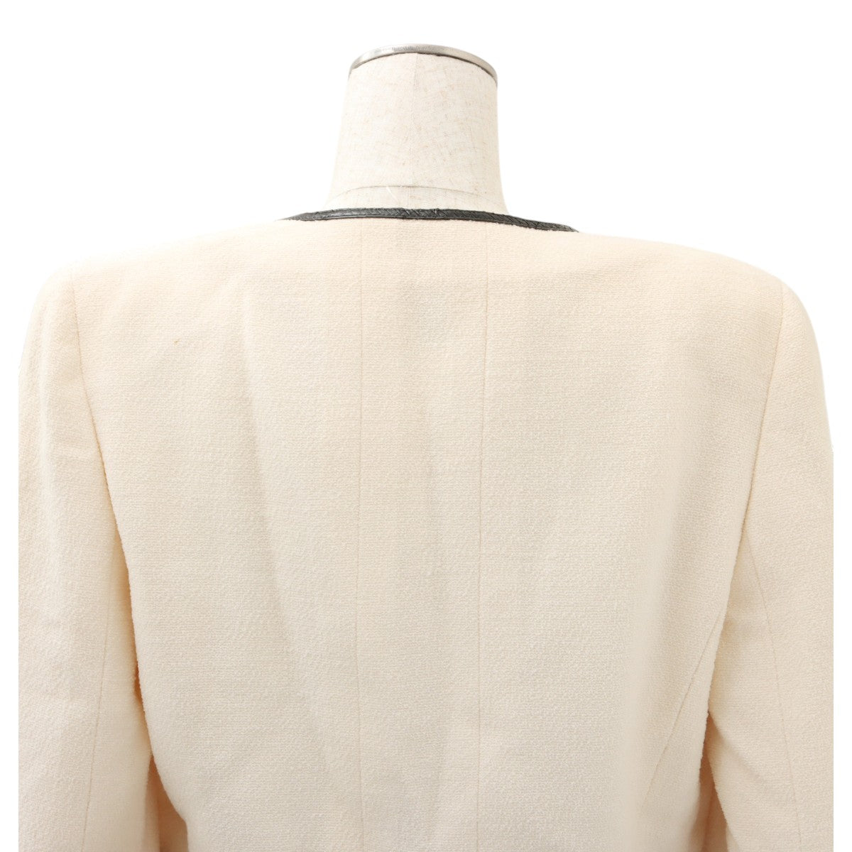 1995 Cropped Collarless CC Mark Button Jacket #42 Ivory