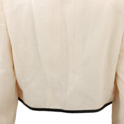 1995 Cropped Collarless CC Mark Button Jacket #42 Ivory