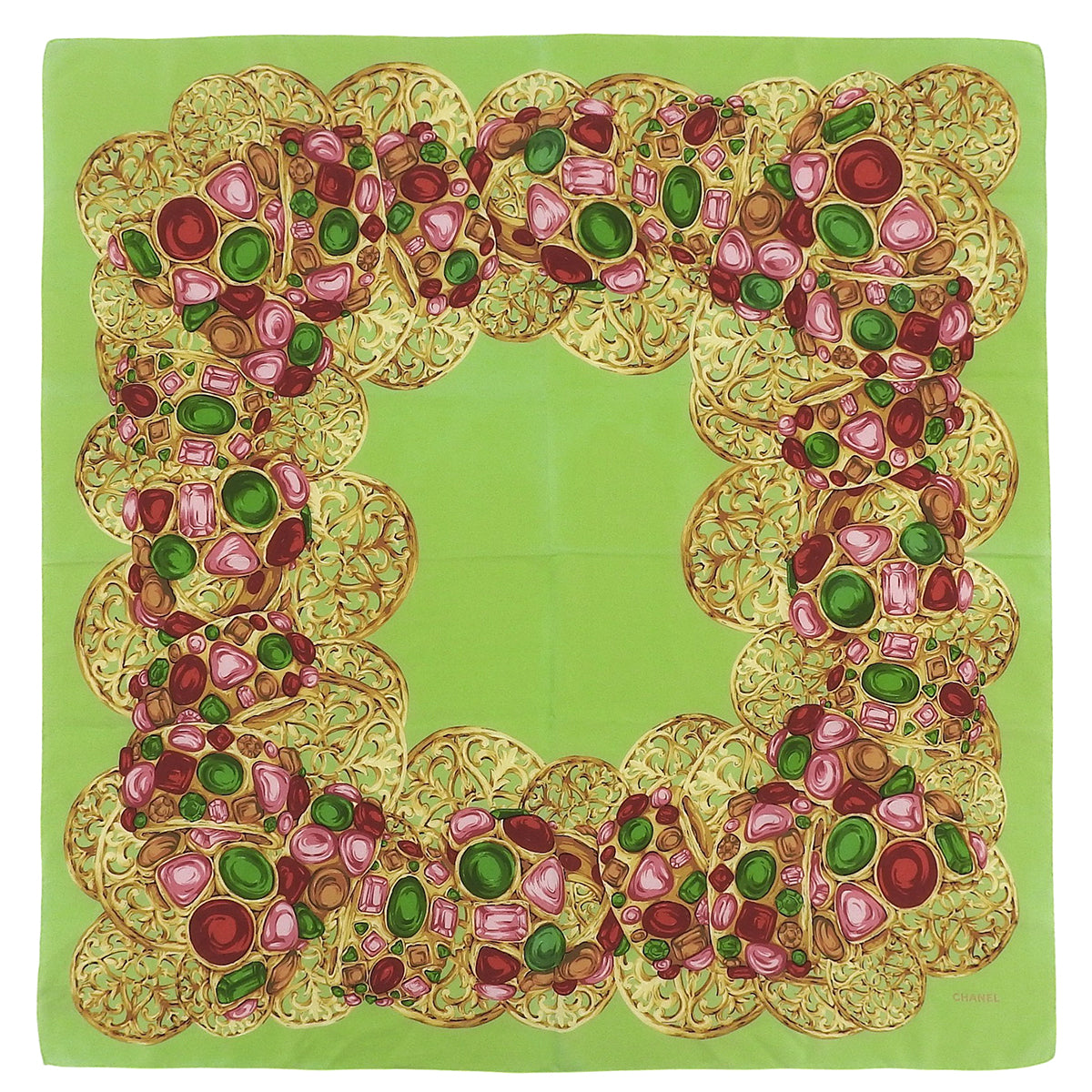 Gripoix Jewelry Pattern Scarf Green/Multi