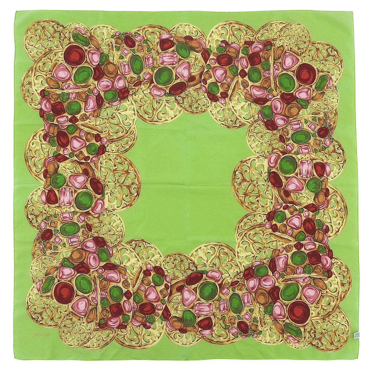 Gripoix Jewelry Pattern Scarf Green/Multi