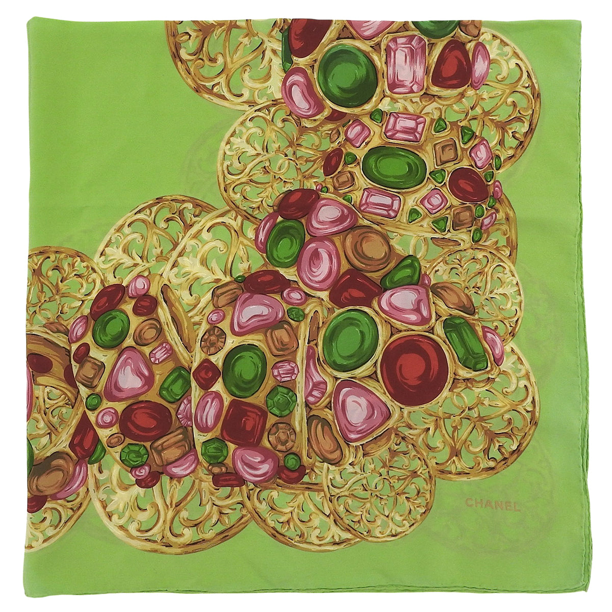 Gripoix Jewelry Pattern Scarf Green/Multi
