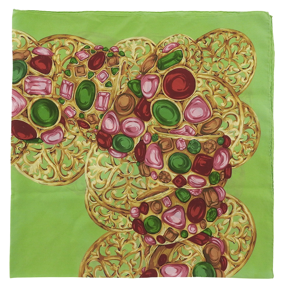 Gripoix Jewelry Pattern Scarf Green/Multi