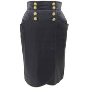 Leather Camellia Button Short Sleeve Set-up in Black