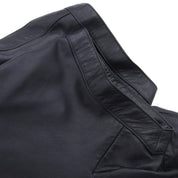Leather Camellia Button Short Sleeve Set-up in Black