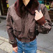FF Zuca Pattern Boa Blouson #42 Brown