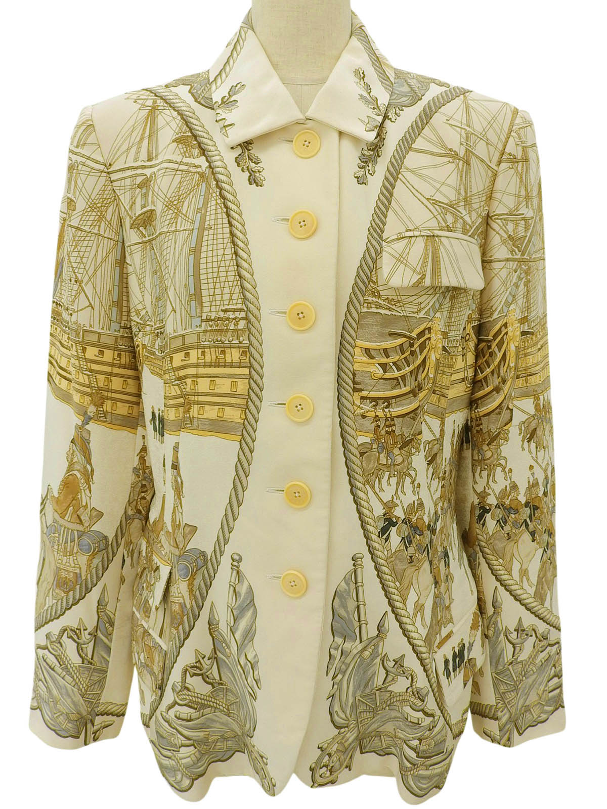 Marine Et Cavalerie Pattern Jacket #42 Ivory/Brown