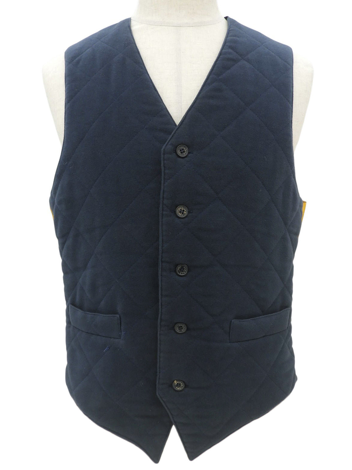 Hdorignyパターンキルティングベスト ネイビー/マルチ #50