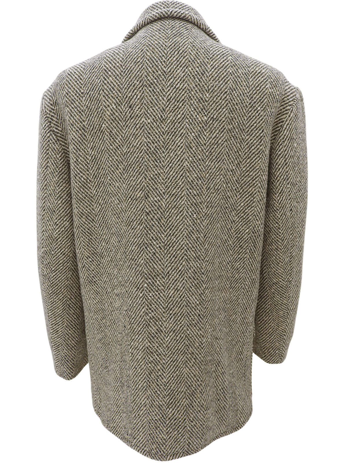 Herringbone Pattern Medusa Button Coat #S Beige/Brown