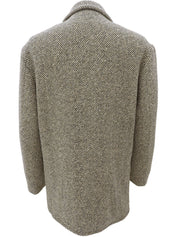 Herringbone Pattern Medusa Button Coat #S Beige/Brown