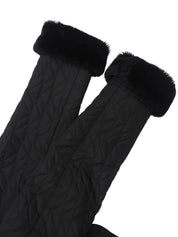Nylon Faux Fur Quilted Long Coat #L Black