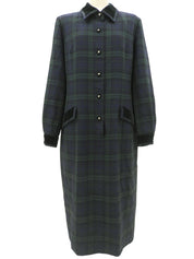 Nova Check Pattern Long Sleeve Long Dress #15 Green/Navy