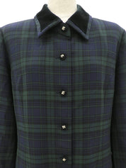 Nova Check Pattern Long Sleeve Long Dress #15 Green/Navy
