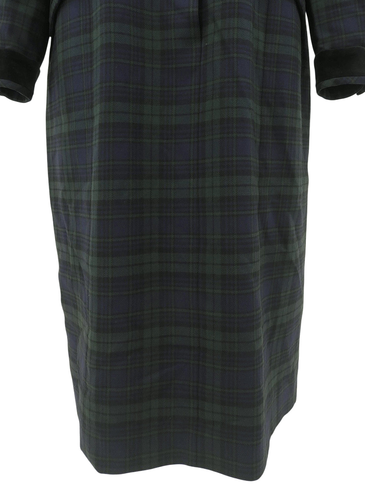 Nova Check Pattern Long Sleeve Long Dress #15 Green/Navy