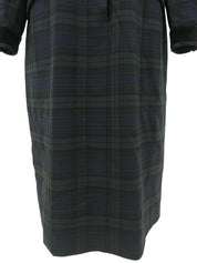 Nova Check Pattern Long Sleeve Long Dress #15 Green/Navy