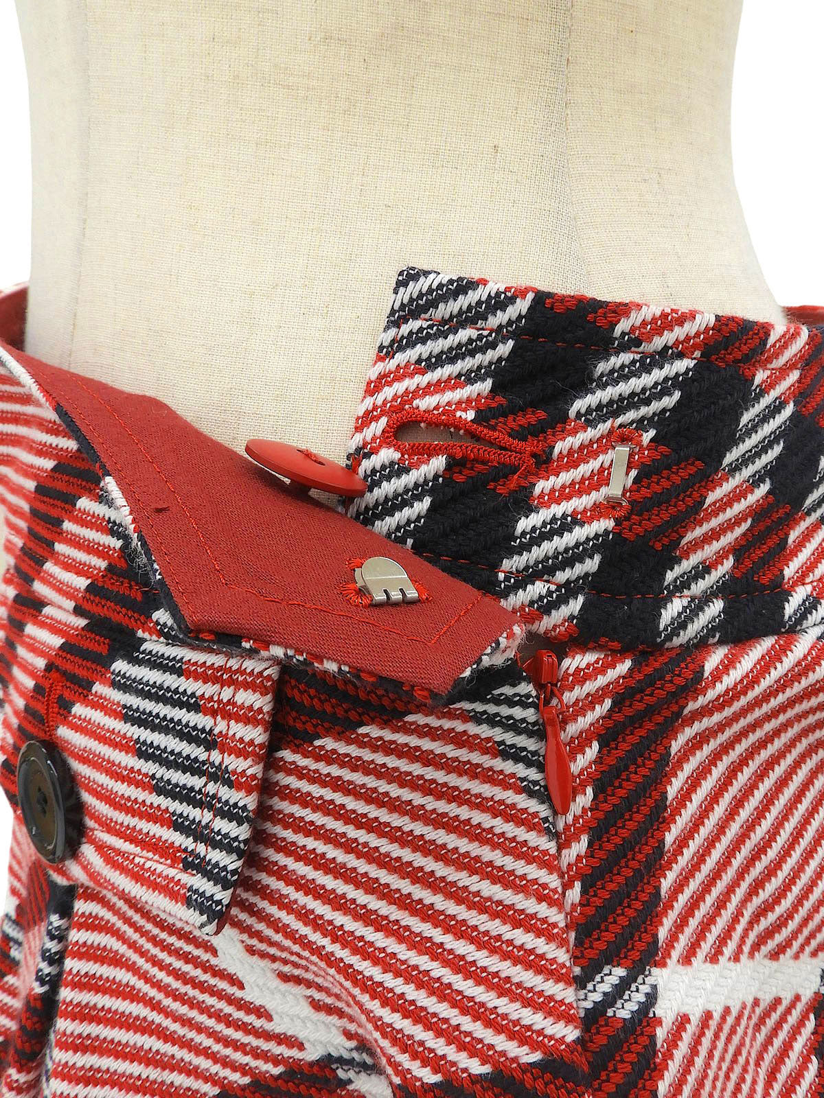Checked Pattern Culottes Red/White/Black #38
