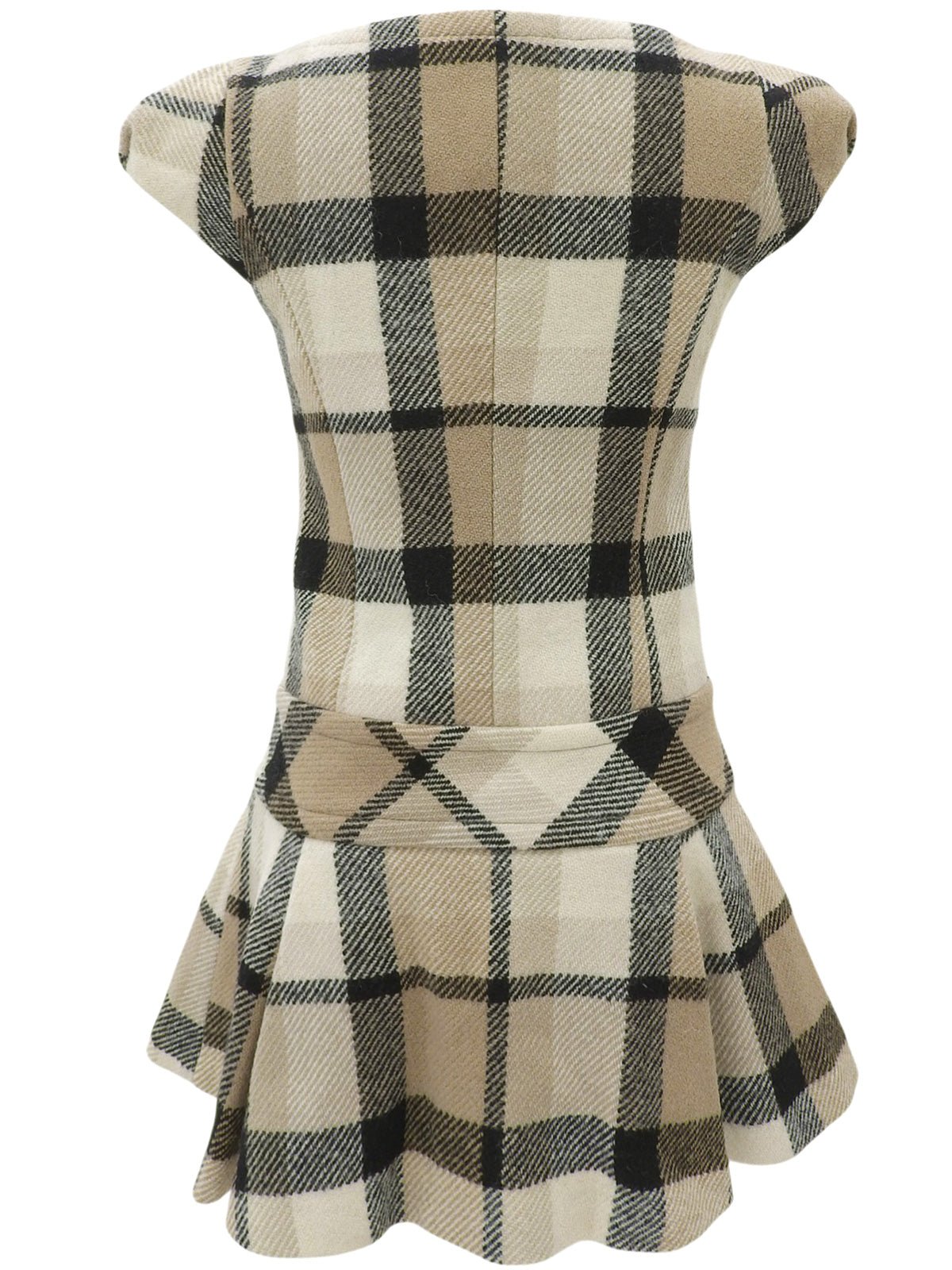 Check Pattern Logo Embroidered Dress #36 Beige
