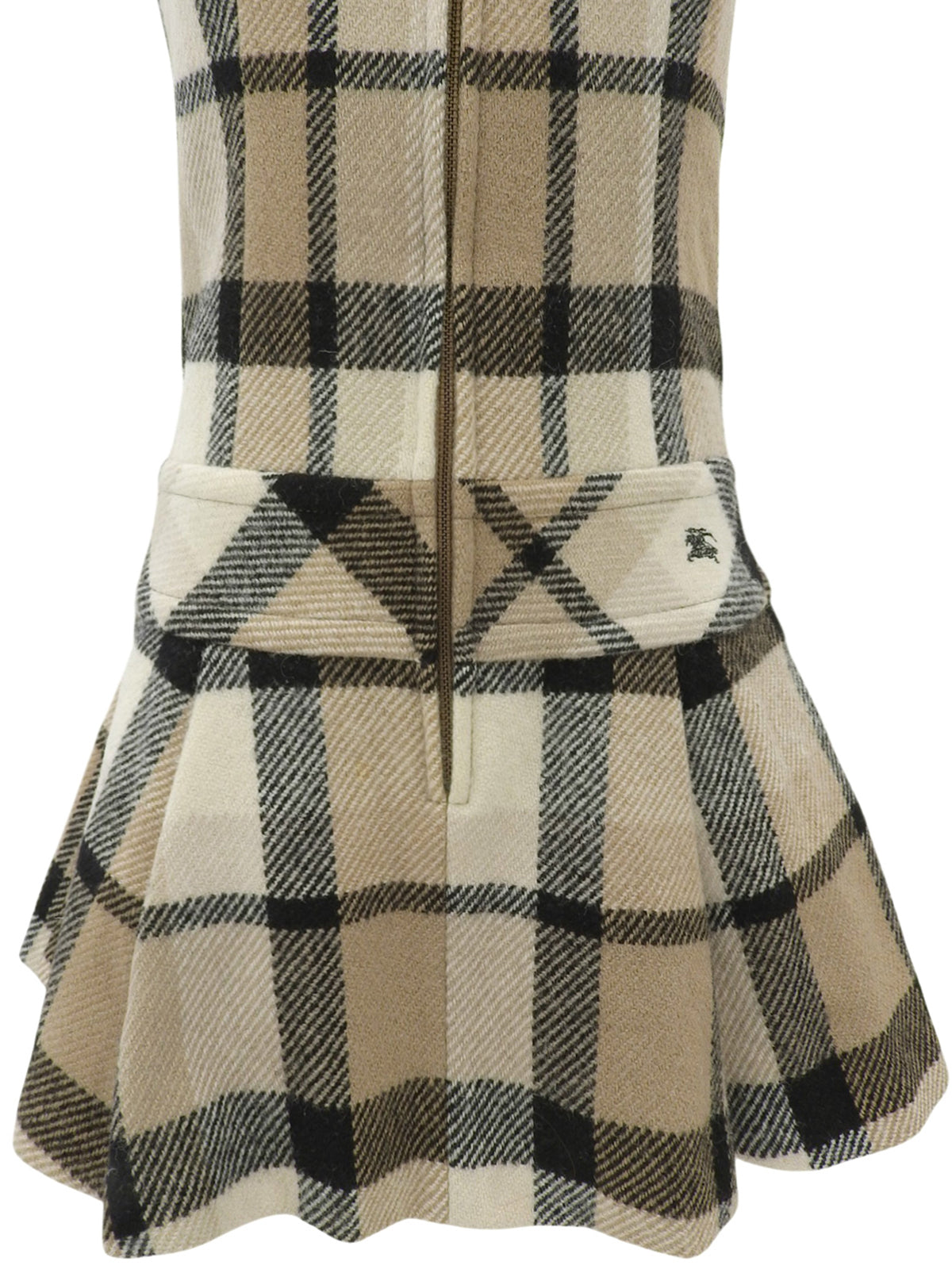 Check Pattern Logo Embroidered Dress #36 Beige