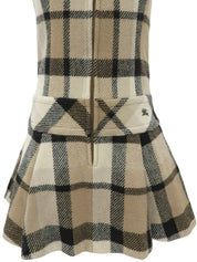 Check Pattern Logo Embroidered Dress #36 Beige