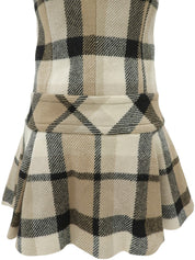 Check Pattern Logo Embroidered Dress #36 Beige