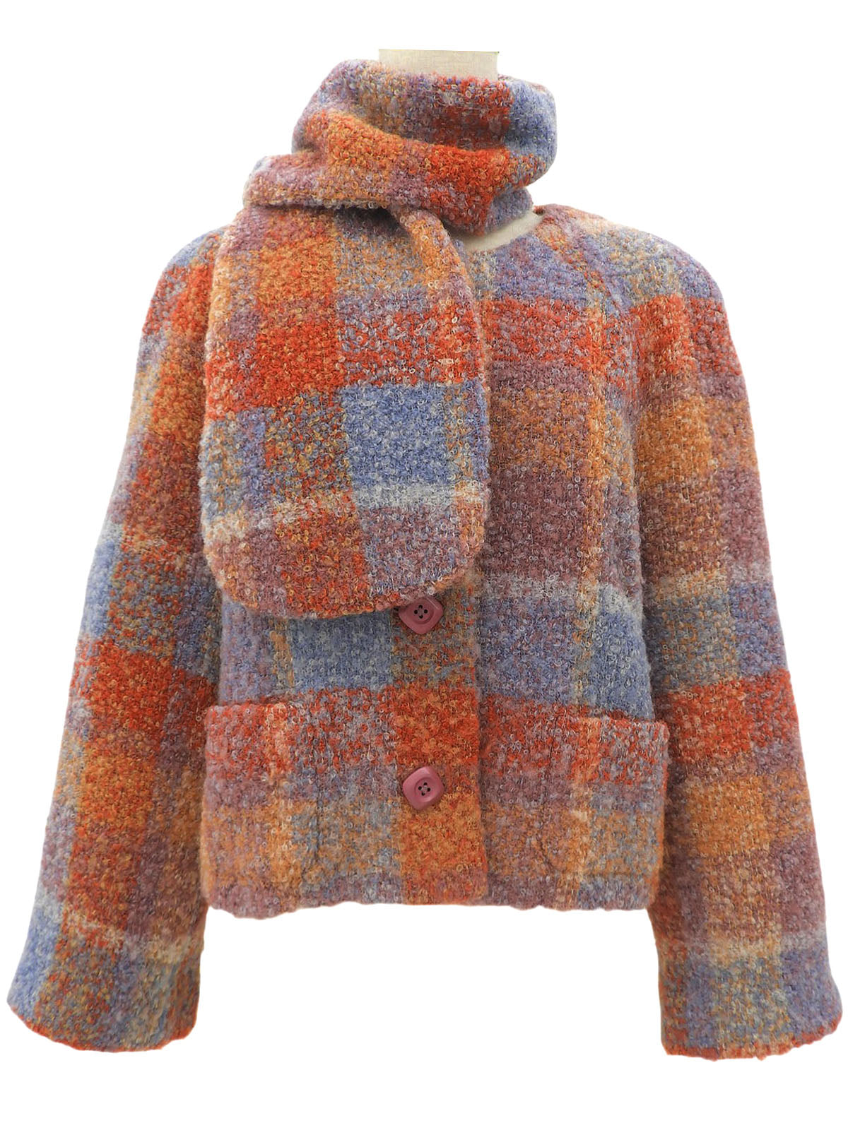 Diamond Button Collarless Jacket #40 Multi