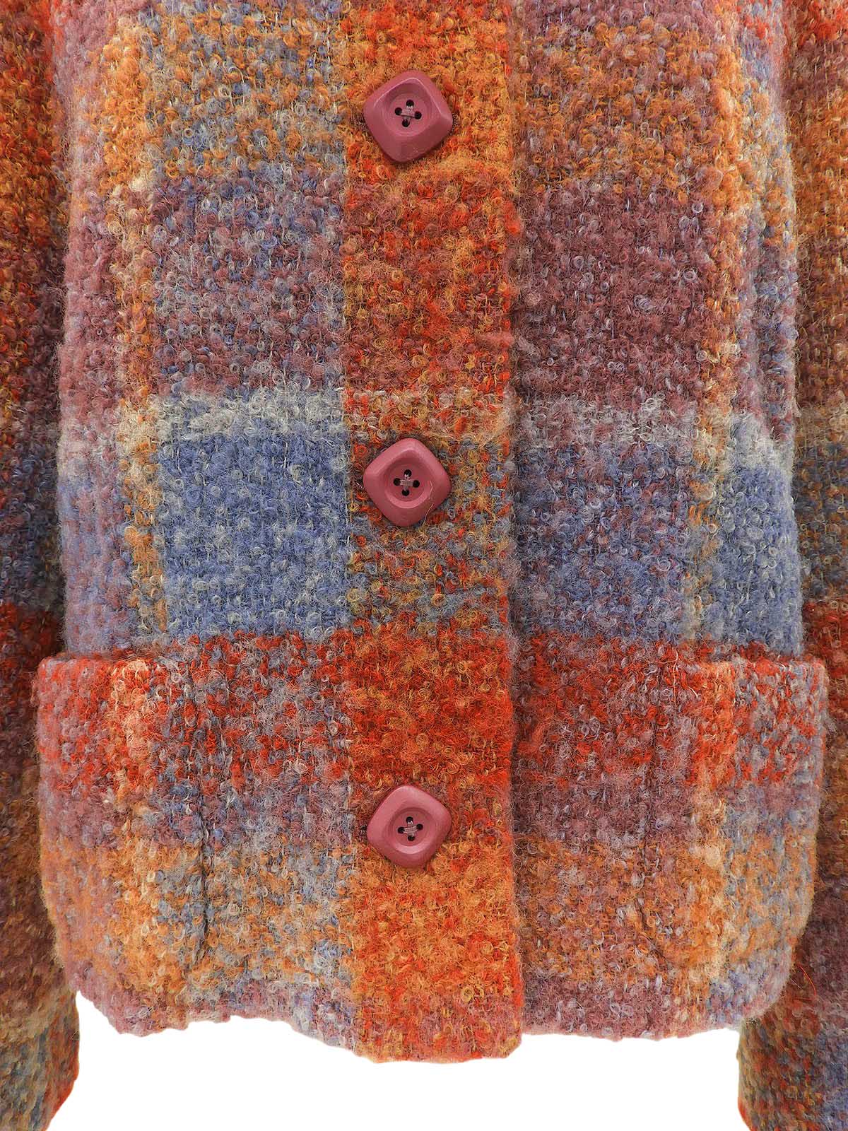 Diamond Button Collarless Jacket #40 Multi
