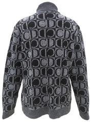 Logo Pattern Knit Sweater #L Black/Grey