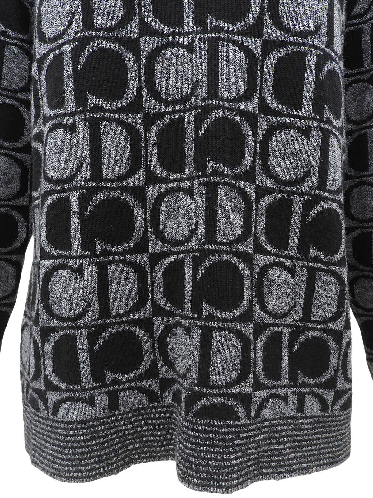 Logo Pattern Knit Sweater #L Black/Grey