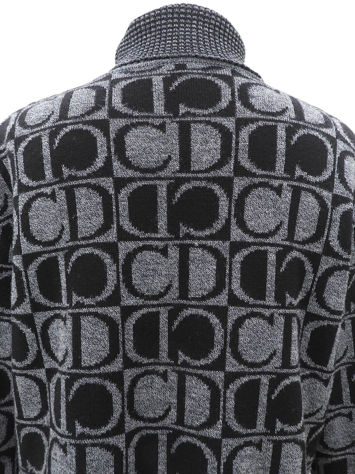 Logo Pattern Knit Sweater #L Black/Grey