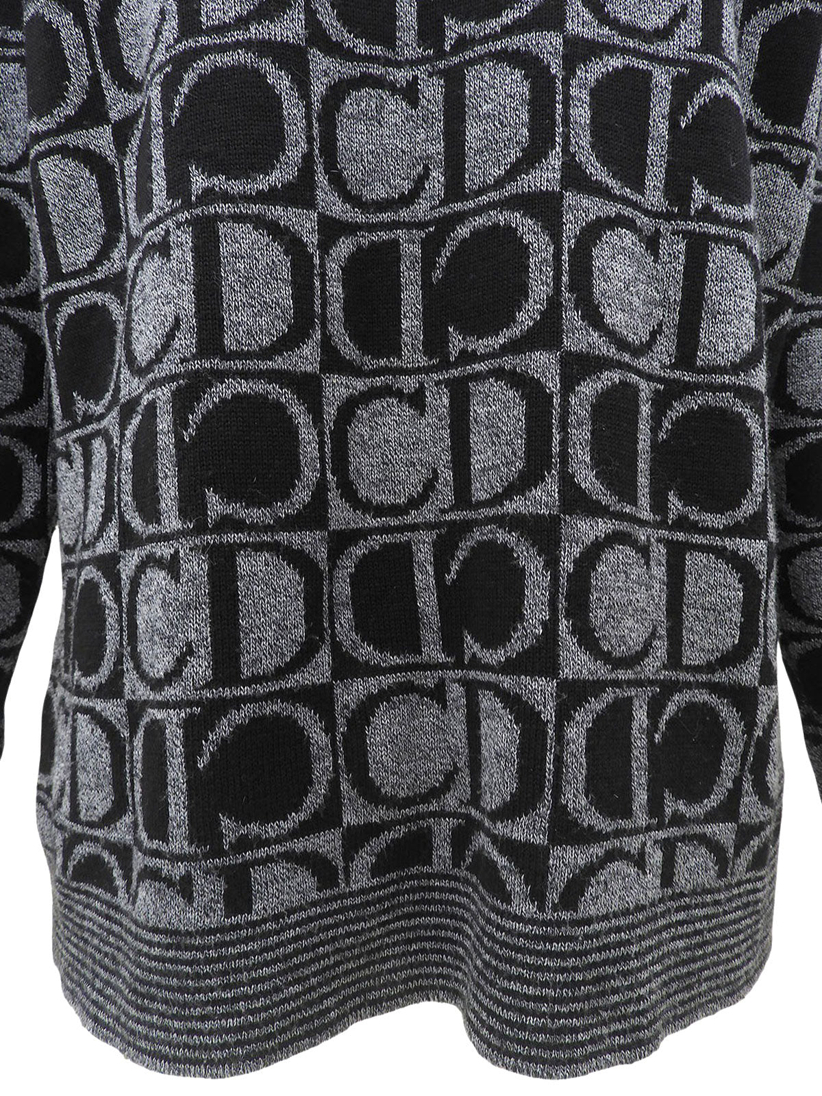 Logo Pattern Knit Sweater #L Black/Grey