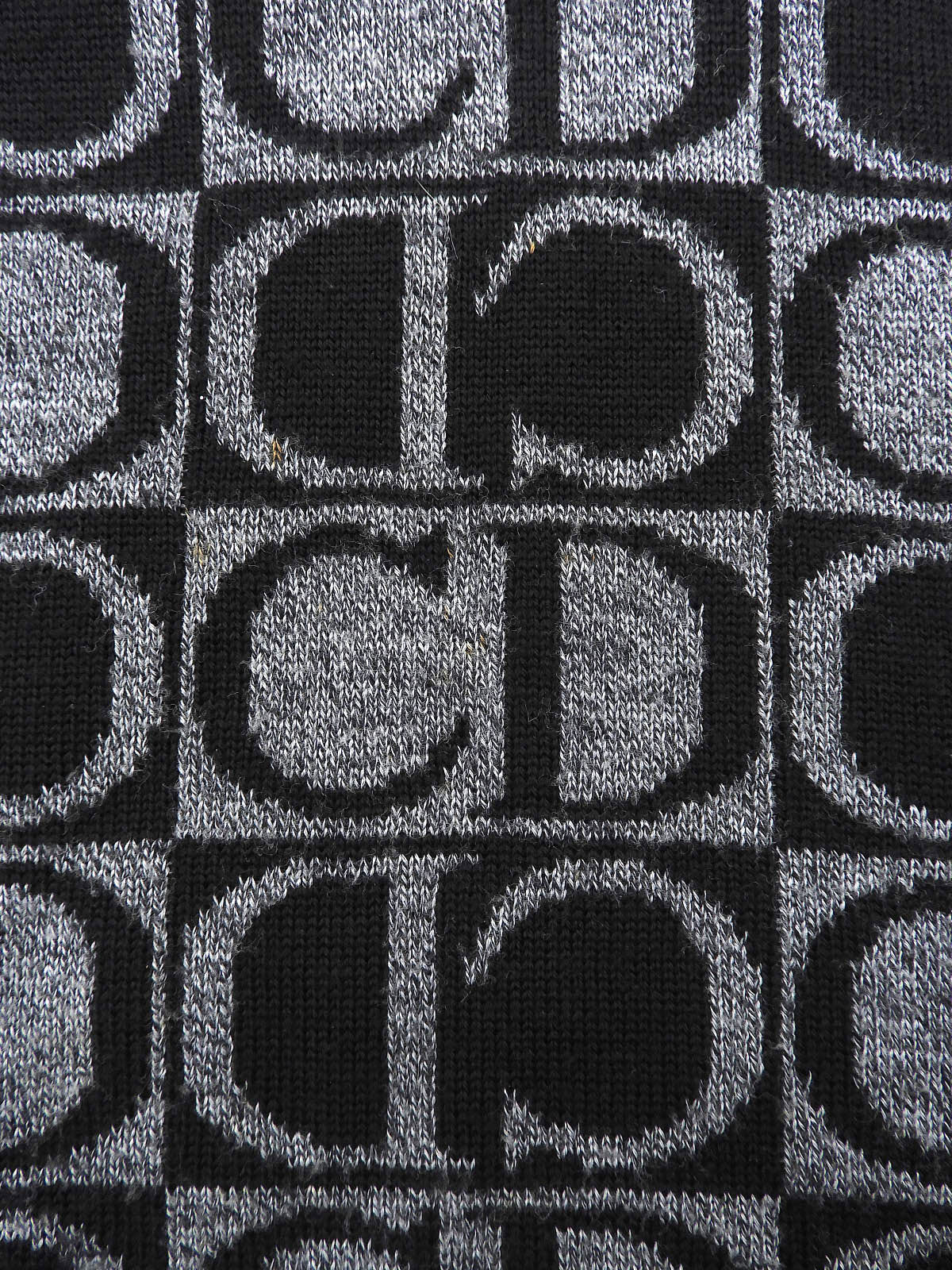 Logo Pattern Knit Sweater #L Black/Grey