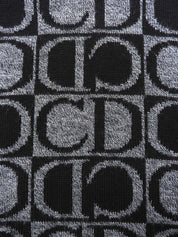 Logo Pattern Knit Sweater #L Black/Grey