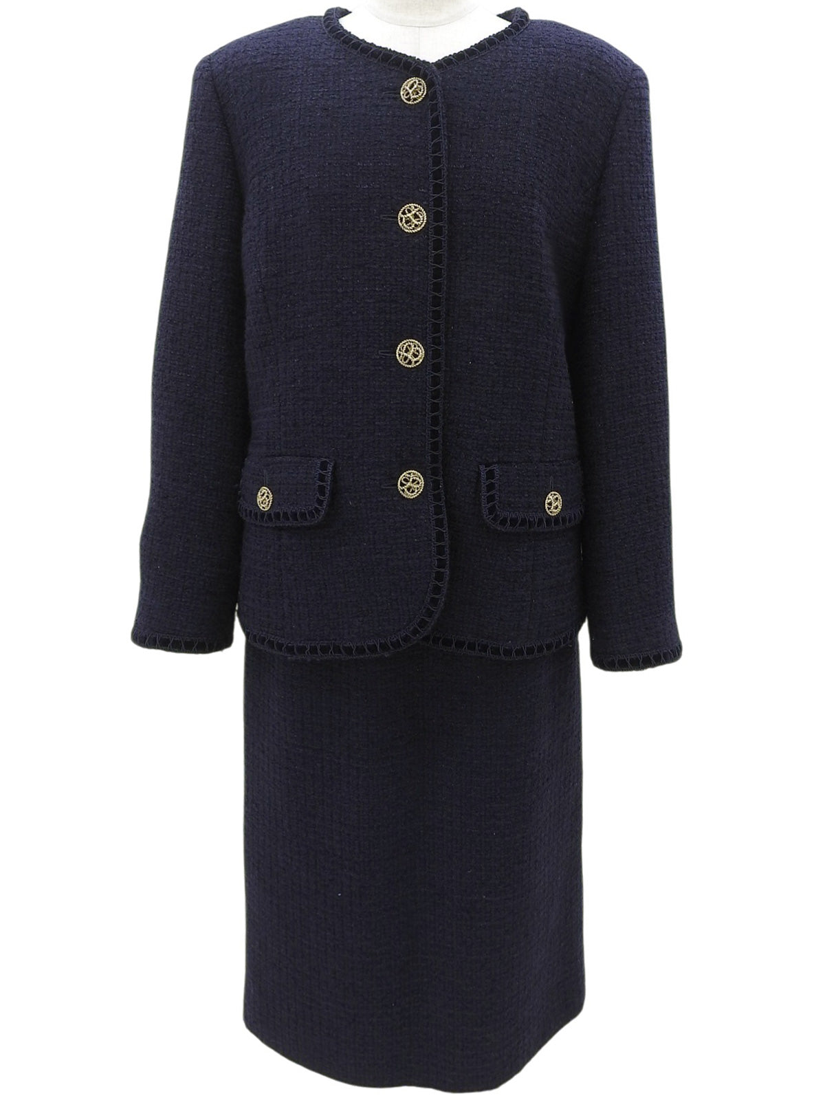 ツイードデザインボタンセットアップ #13 ネイビー