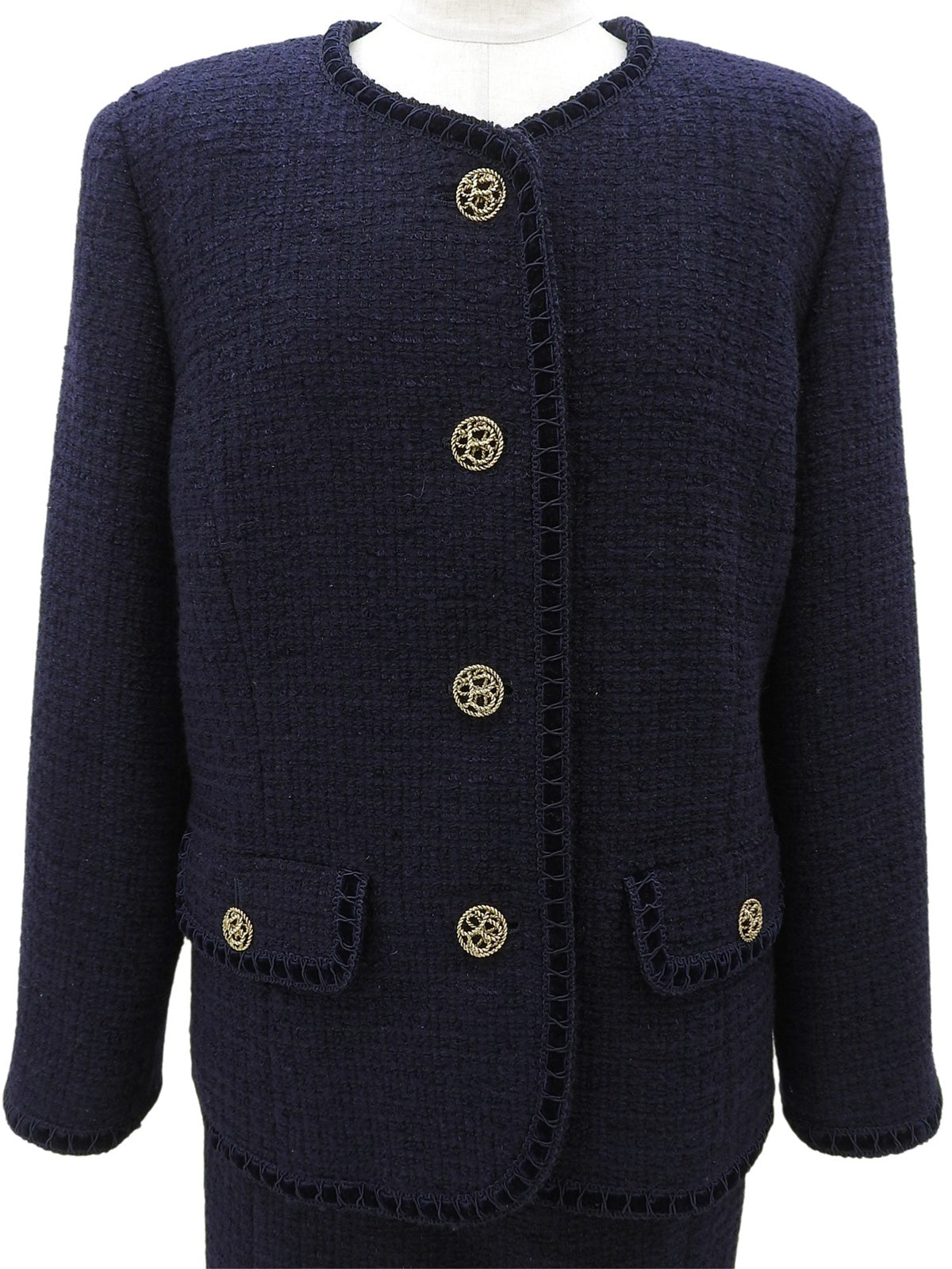 ツイードデザインボタンセットアップ #13 ネイビー