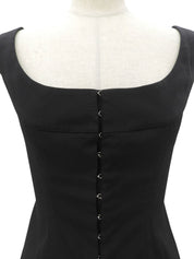 Front Hook Design Sleeveless Top Black #38