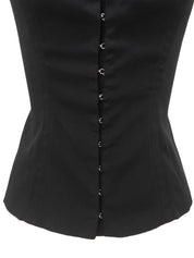 Front Hook Design Sleeveless Top Black #38