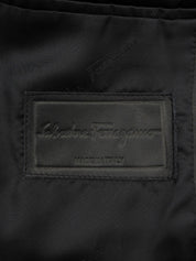 Real Leather Logo Button Jacket #48 Black