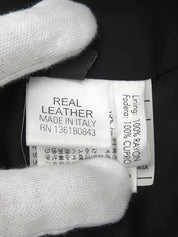 Real Leather Logo Button Jacket #48 Black