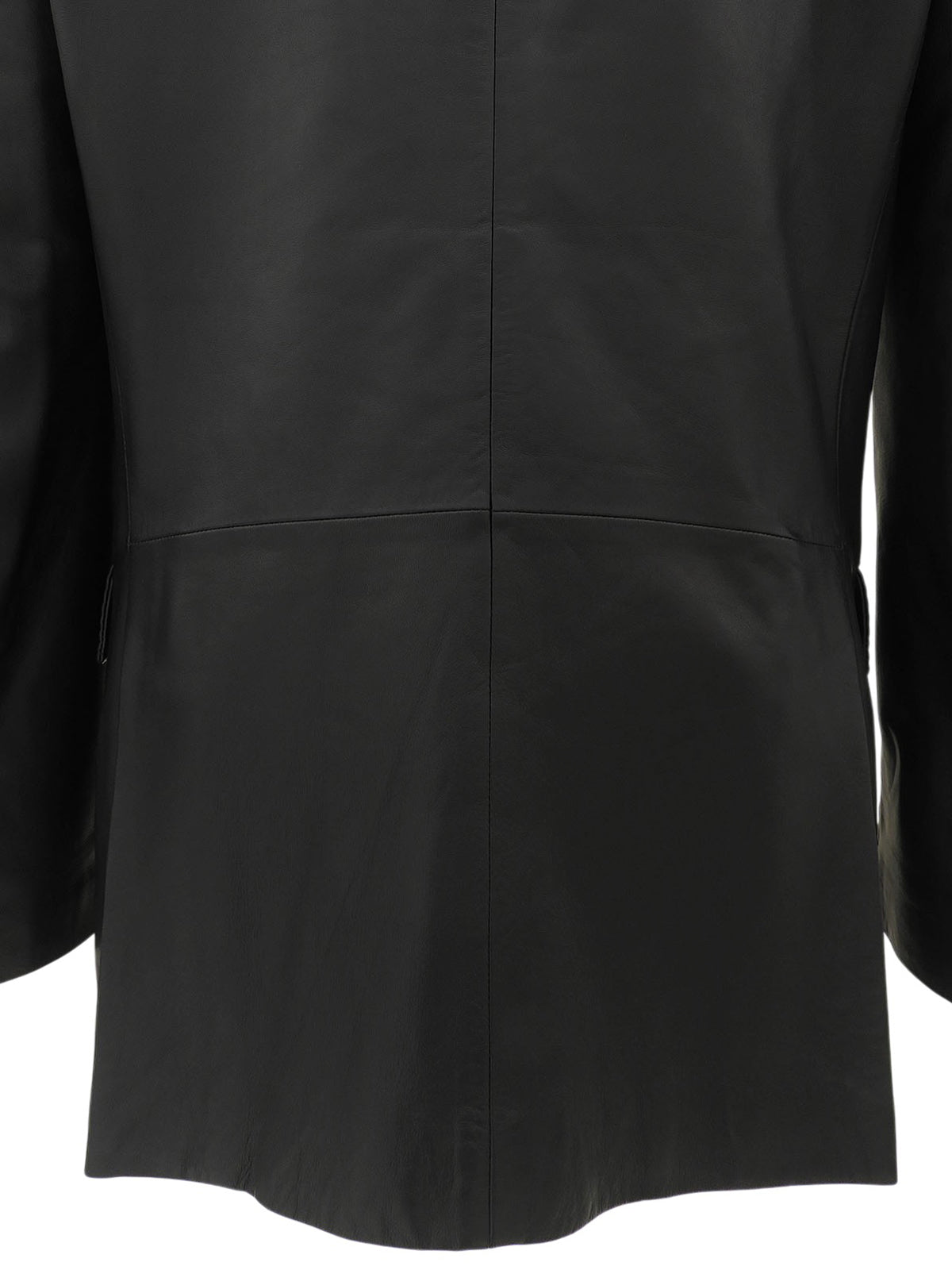 Real Leather Logo Button Jacket #48 Black