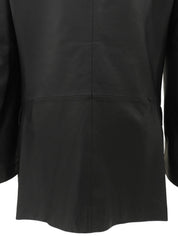 Real Leather Logo Button Jacket #48 Black