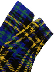 チェックパターンホースビットプレートフーデットロングコート ブルー/マルチ