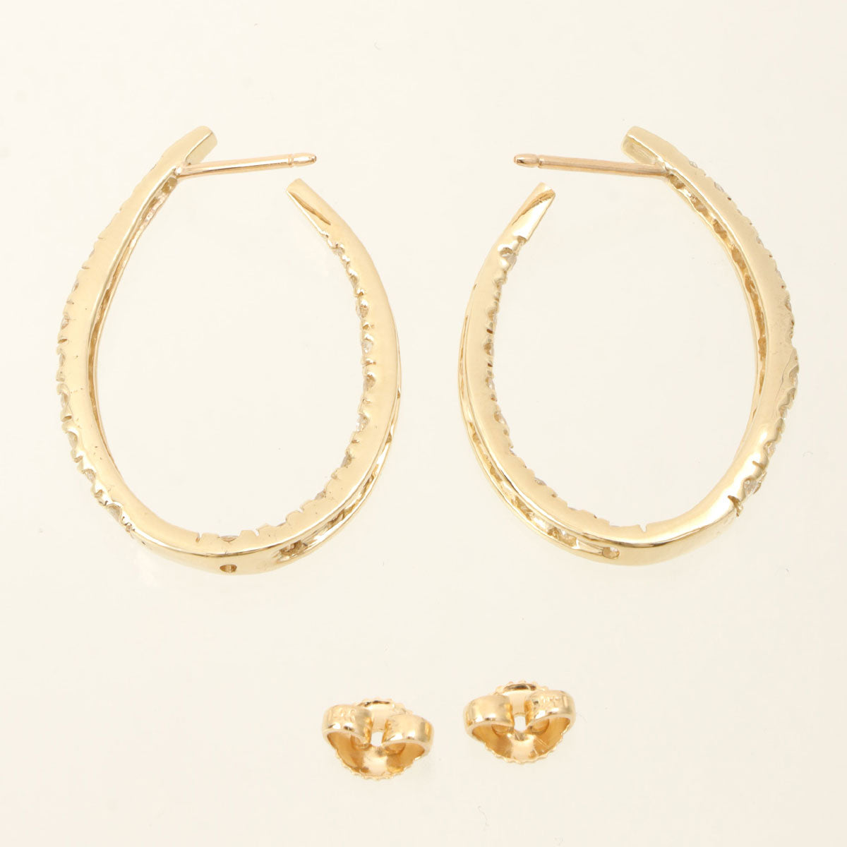 14K 钻石圈形耳环 金色