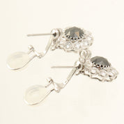 14K ブルーダイヤモンドフラワーモチーフピアス シルバー/ブルー