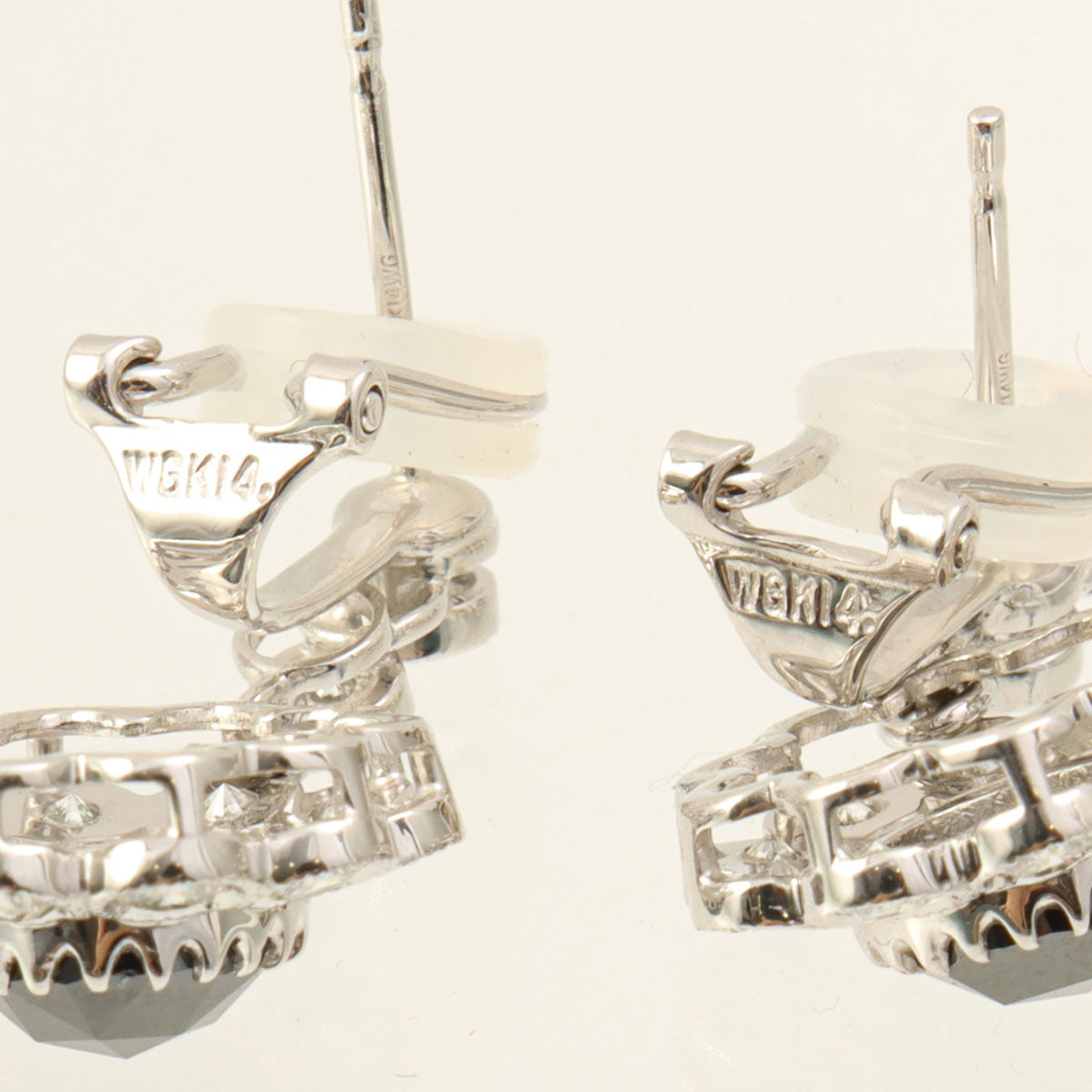 14K ブルーダイヤモンドフラワーモチーフピアス シルバー/ブルー