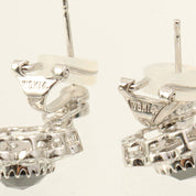 14K ブルーダイヤモンドフラワーモチーフピアス シルバー/ブルー